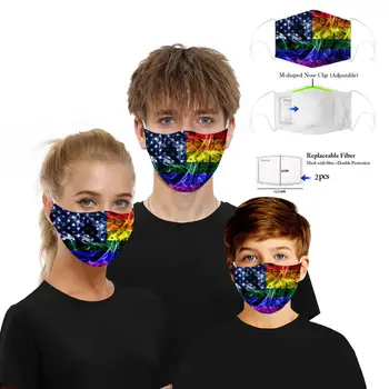 

Flag Camouflage Print Face Mask Reusable Washable Cloth Dust Mask with Filter PM2.5 Anti Pollution Face Mouth Mask Fabric