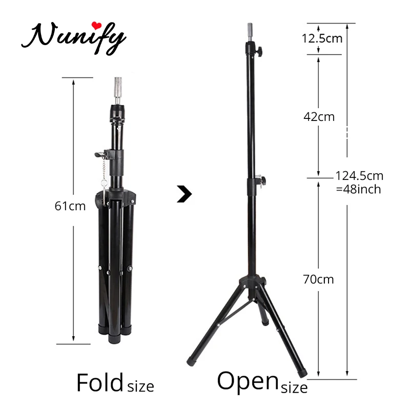 Nunify Black Tripod Stand With Canvas Block Head Training Mannequin Manikin Head Styling Making Wig Holder 50Pcs T Needle