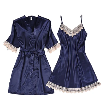 

for Women Bathrobes Young Girl 2 Pcs Robe Nightdress 2019 Spring Summer Robe Sexy Robes for Women Bathrobe Dressing Gowns