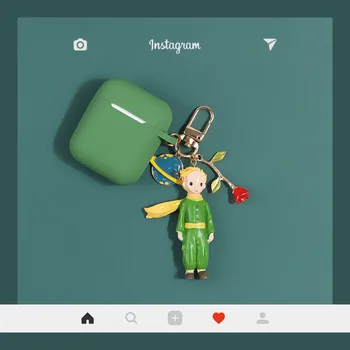 

Cute Cartoon Fairy Tale Little Prince Rose fLower Figure Doll Toy Keychain Airpods Wireless Bluetooth Headset Protective Case