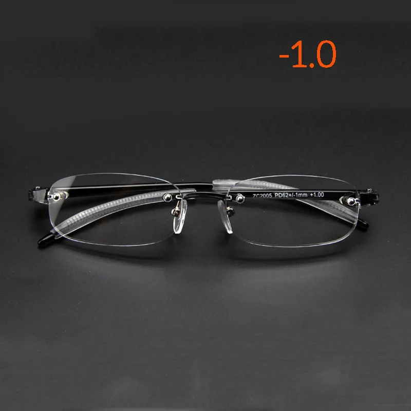 myopia -1.0 Seemfly сверхлегкие мягкие TR90 бескаркасные очки для близорукости мужские деловые близорукие очки-1,0-1,5-2,0-2,5-3,0-3,5-4,0 - Цвет оправы: myopia -1.0