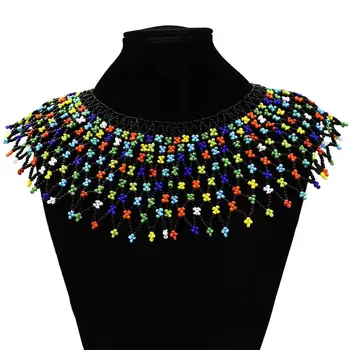 

Ethnic African Boho Multicolor Beaded Pendant & Necklaces For Women Statement Collar Necklace Egypt Tribal Jewelry Handmade