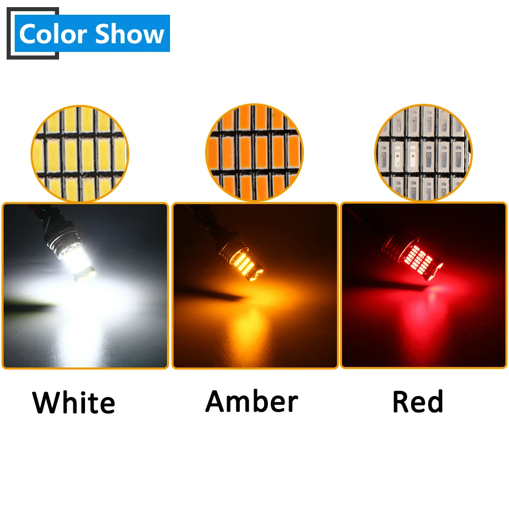 100X Canbus No Error T20 7440 7443 4014 45 SMD 3156 3157 Amber Red White Cars LED Bulbs Turn Signal Parking Reverse Backup Light