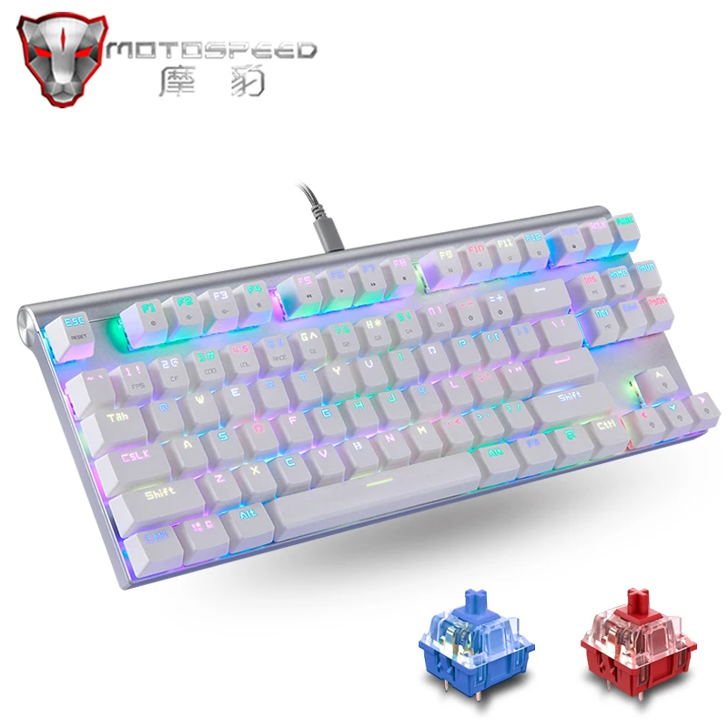 Original Motospeed CK101 RGB Mechanical Keyboard 87 USB Wired Anti-Ghosting Mix LED Backlit Gaming Keyboard For Computer Gamer