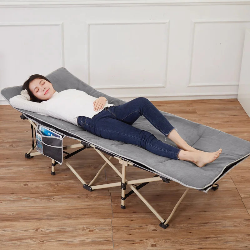 

Siesta Bed Folding Single Deckchair Office Siesta Folding Adult Marching Escort Bed Simple and Convenient Escort