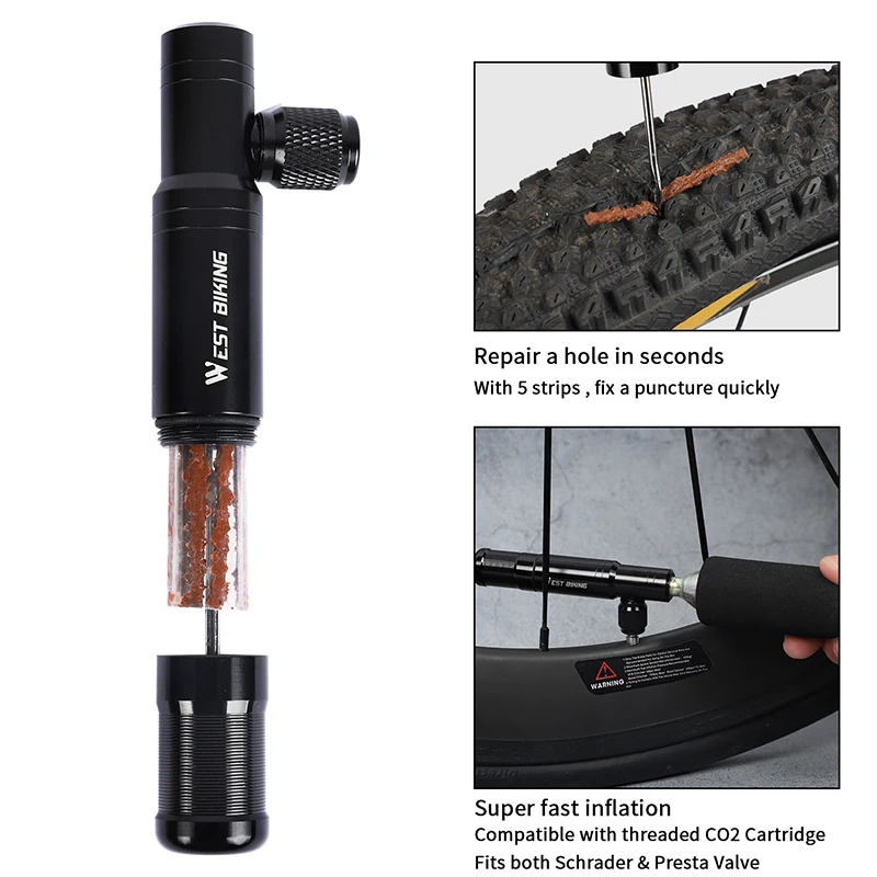 WEST BIKING in Bicycle Air Pump CO2 Inflator Cycling Tubeless