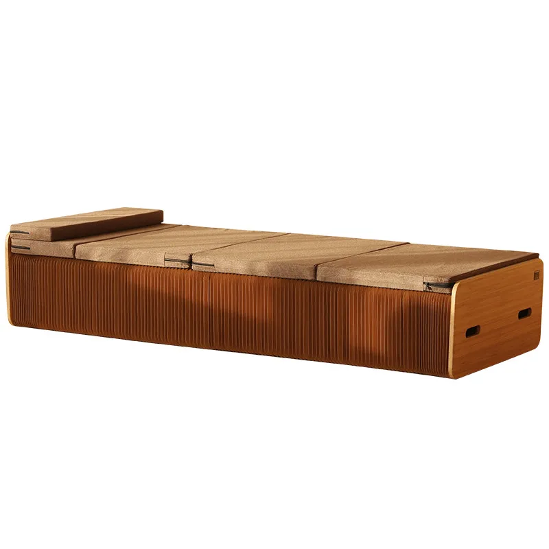 Creative Kraft Paper Folding Bed Bedroom Furniture Rollaway Guest Single Bed Cot Fold Out with Thick Memory Foam Mattress