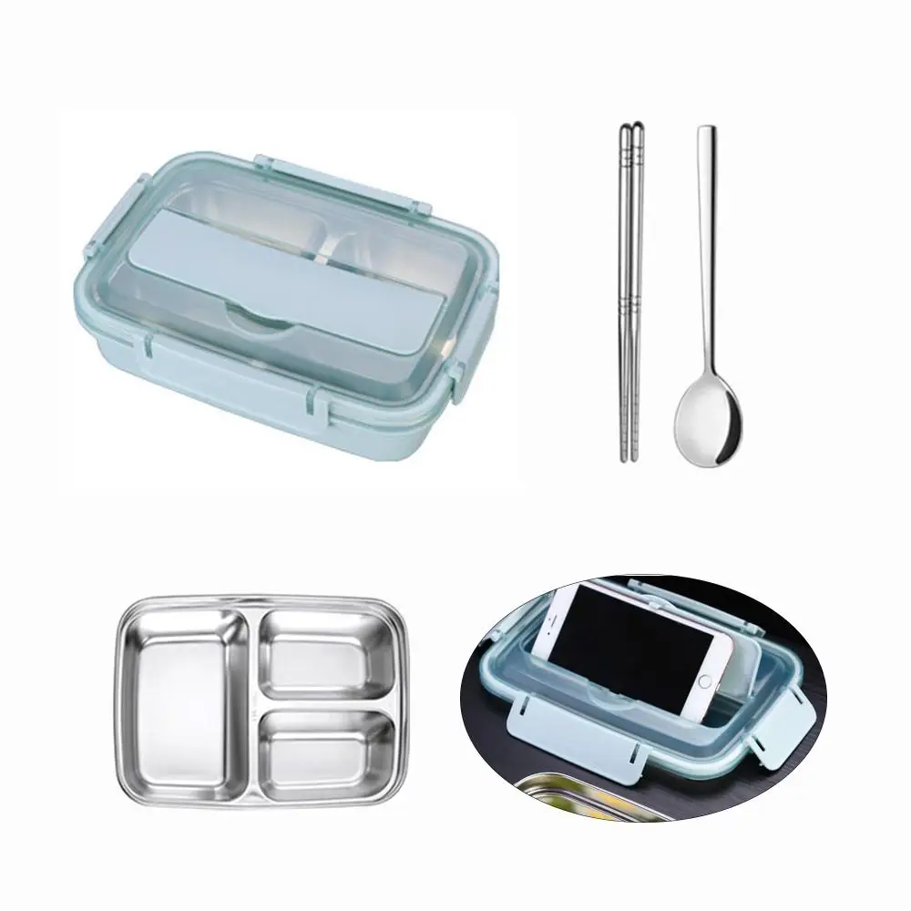 Переносная коробка для ланча с отделениями из нержавеющей стали Bento Box для детей пищевой контейнер для микроволновой печи с набором посуды