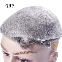 Тонкая кожа 0,02-0,03 мм шиньон для мужчин ручной работы парик 8x10 дюймов, Remy(Реми), индийские человеческие системы замещения волос