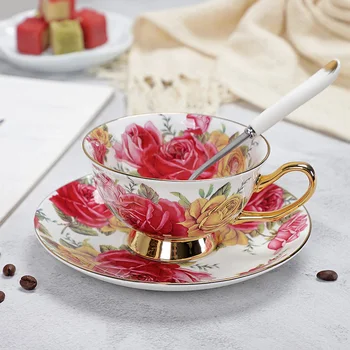

YeFine Porcelain Tea Cups And Saucers High-Grade Bone China Coffee Cup Turkish Drinkware Set