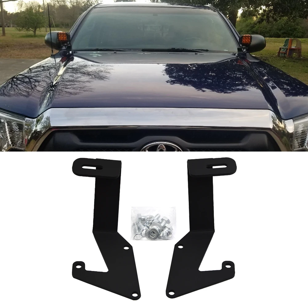 

Upper Hood Hinges Side Pillar Work Lights Ditch Mount Brackets For 2005-2015 Toyota Tacoma