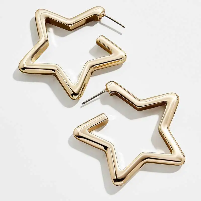 Трендовые персонализированные серьги-гвоздики с золотыми звездами, модные ювелирные изделия, серьги пентаграмма для женщин, вечерние, праздничные, подарок