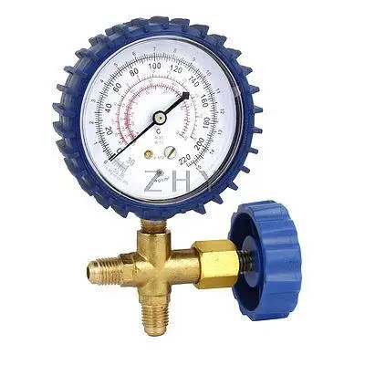 

Air Conditioner Blue 3-Way Valve 1/4"NPT Thread Single Manifold Gauge 220psi