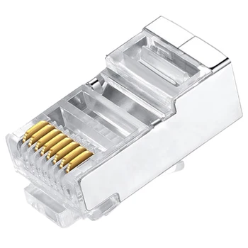 

100Pcs Cat6 FTP RJ45 8P8C Shielded Modular Plug Ethernet Network Cable Connector 8-Pin