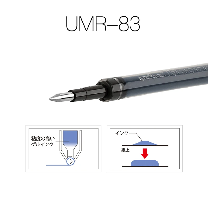 12 шт Япония UNI гелевая заправка UMR 83 / 85N (подходит для UMN 138/UMN 155) 0 38 мм/0 5 мм черный