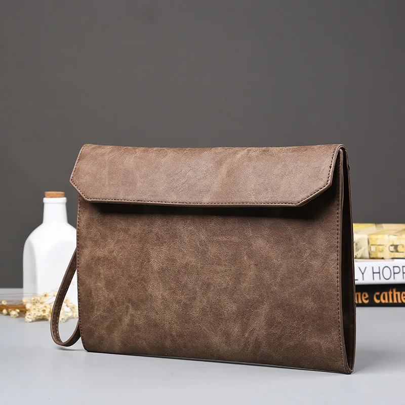 

Leisure business document bag single shoulder diagonal bag retro Korean men's hand bag trend handbag envelope bag tide