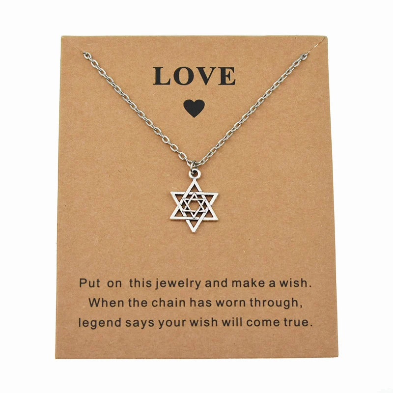 New Trendy Antique Color Jewish Shield Star Of David Pendant Chain