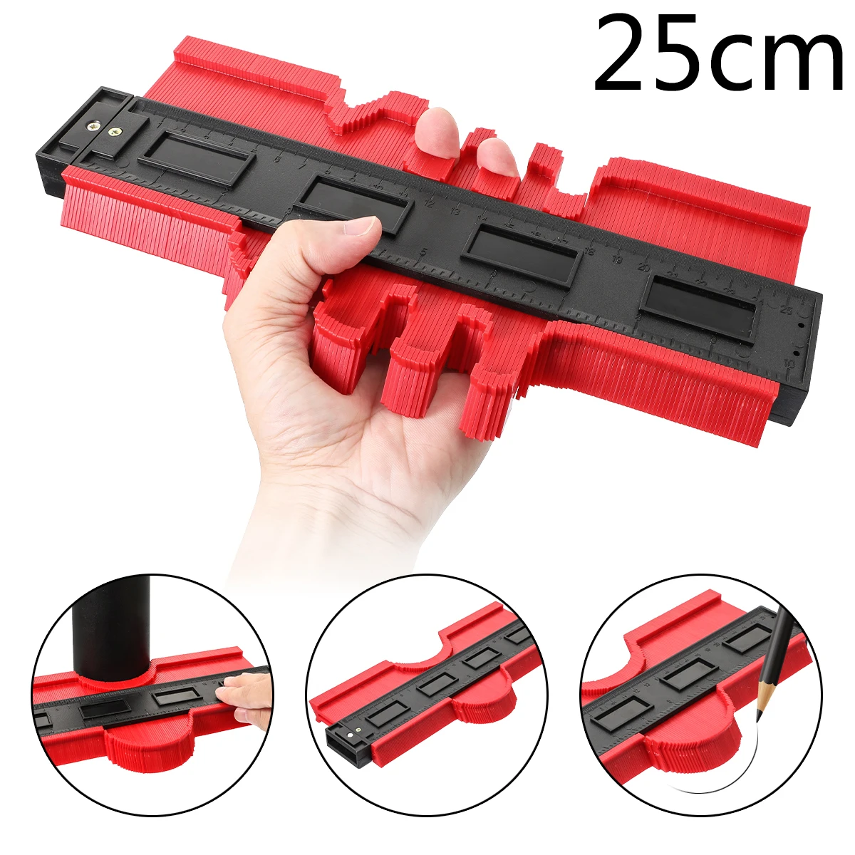 25cm red 12/14/25/50 см контур датчик Пластик профиль копия контур датчики Стандартный Дерево Лазерная маркировочная инструмент в клеточку измерены в ненатянутом ламинат Плитки - Цвет: 25cm red