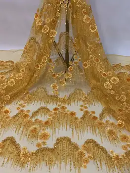 

French Luxury Lace Fabric Tissu Handmade Bead Tulle Lace Latest Luxury Sequins Nigerian Lace Fabric 2020 High Quality Lace