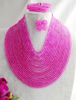 

BREATH TAKING PRICE Fabulous 20 Layers Nigerian Wedding African Beads Jewelry Set Crystal Set Women Costume Jewelry Set