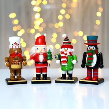 

Wooden Nutcracker Soldier Doll 15.5-18CM Merry Christmas Home Decoration Handmade Wood Nutcracker Puppet Desktop Ornaments