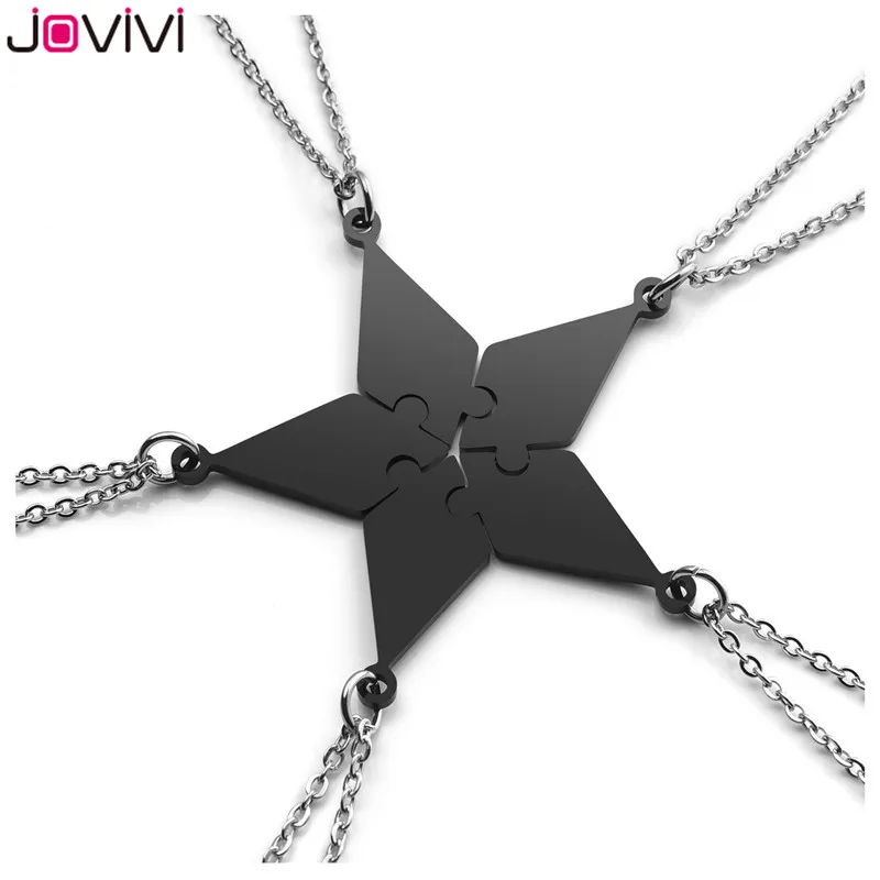 5pcs Black Jovivi из нержавеющей стали 5/6 шт Лучшие Друзья Ожерелье s Дружба Очарование части головоломки Кулон ожерелье ювелирные изделия подарок на день рождения - Окраска металла: 5pcs Black