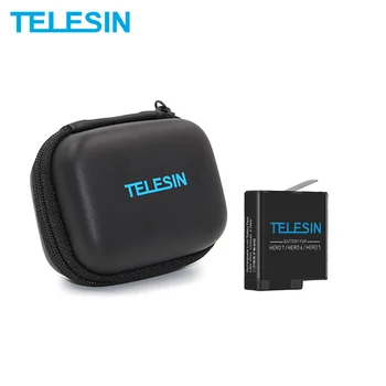 

TELESIN 1Pcs 1220mAh Battery Replacement 3.85V + Black Mini Storage Bag for GoPro Hero 5 6 7 Black Camera Accessories