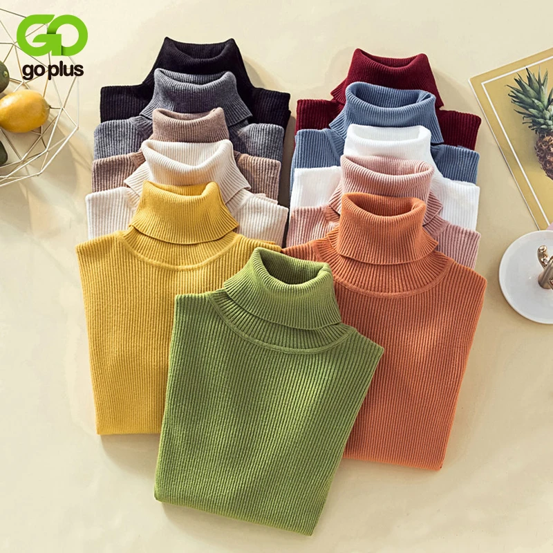 GOPLUS 2021 Turtleneck Colorful Knitted Sweater Women Thick Warm Long Sleeve Women's Spring Winter Pull Femme Clothing | Женская