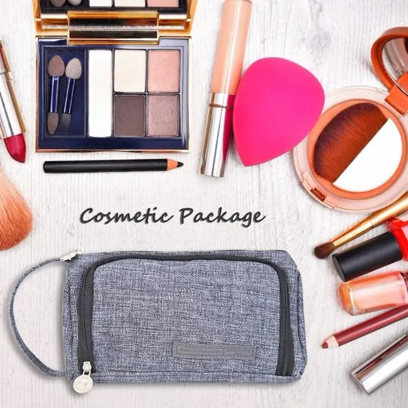 Simple Canvas Candy Colored Large Capacity Stationery Bag Cosmetic Package