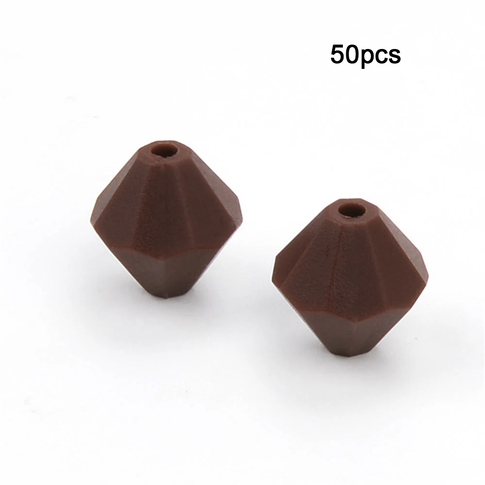 Chocolate LOFCA, 50 шт., Детские алмазные прорезыватели, силиконовые бусины, без бисфенола, пищевое качество, для ожерелья, прорезыватели зубов, мягкие жевательные игрушки для кормления, сделай сам - Цвет: Chocolate
