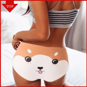 

VDOGRIR Sexy Women Cotton Briefs Cartoon Cute Underwear Women's Soft Seamless Panties Lady Print Panty Low Rise Underpants Tanga