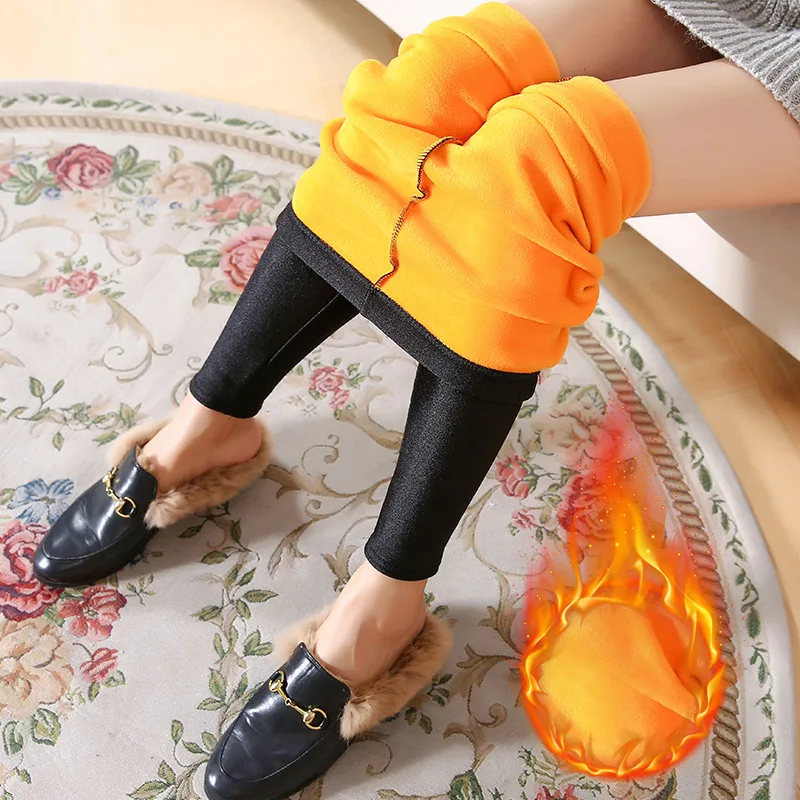 Women Shiny Black Warm Winter Leggings High Waist Stretchy Soft Large Size S-5XL Velvet Leggings Shiny Calzas Mujer Leggins