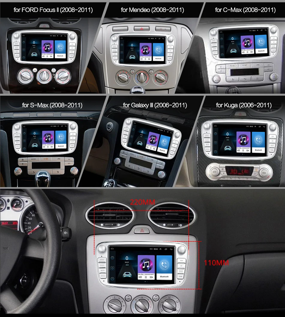 Best Podofo 2 din Car Radio 7" Android 8.1 Autoradio Multimedia Player GPS WIFI MP5 IOS Android Mirrorlink for Ford Focus Car Stereo 2