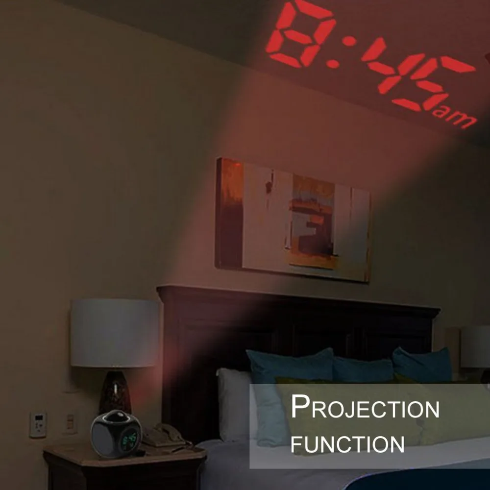 ЖК-дисплей проецирования голос, говорящий Будильник Подсветка электронный цифровой проектор часы настольные Температура дисплей