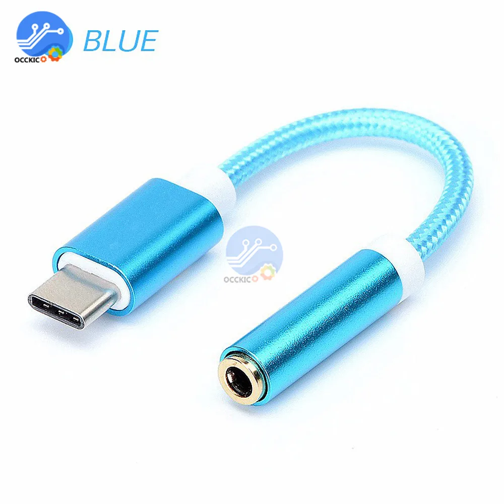 Тип-c до 3,5 мм AUX разъем для наушников адаптер USB-C аудио кабель преобразователя музыки для huawei для Xiaomi аудио кабель - Цвет: Синий