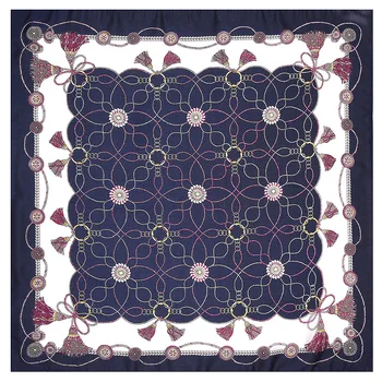 

53cm Rope Tassels Print Summer Silk Satin Scarf New Womens Square Scarves Bandanna Headband Neck Tie Band Neckerchief Turban