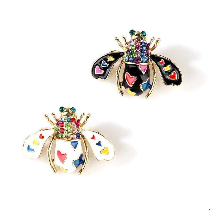 Colorful Crystal Bee Brooch For Women Enamel Insect Jewelry Luxury Pin Honeybee Brooch Pin Handbag Hanging Gift