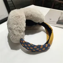 Горячая Распродажа, женские забавные зимние наушники, повязка на голову из искусственного меха, плюшевые вечерние наушники с узлом, orejeras de invierno# CN28