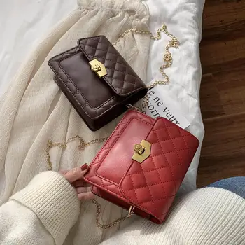 

Retro Stone Pattern Women Shoulder Bags Messenger Bag 2020 Luxury PU Leather Crossbody Bags Female Hasp Small Square Chain Bag