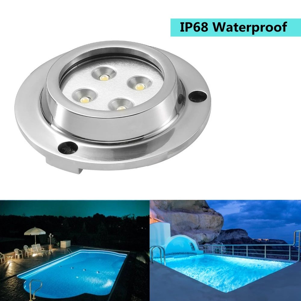 Фото DC12V низкая Vottage IP68 Водонепроницаемый светодиодный бассейн огни RGB 10 Вт RGB подводный светодиодный прожектор аквариумная лампа, получившая сертификат Европейского высокого Мощность светодиодный 94 мм Диаметр №1