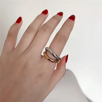 

AOMU 2020 New Trendy Simple Personality Smooth Irregular Wave Distortion Opening Ring For Women Girls Party Jewelry Gifts