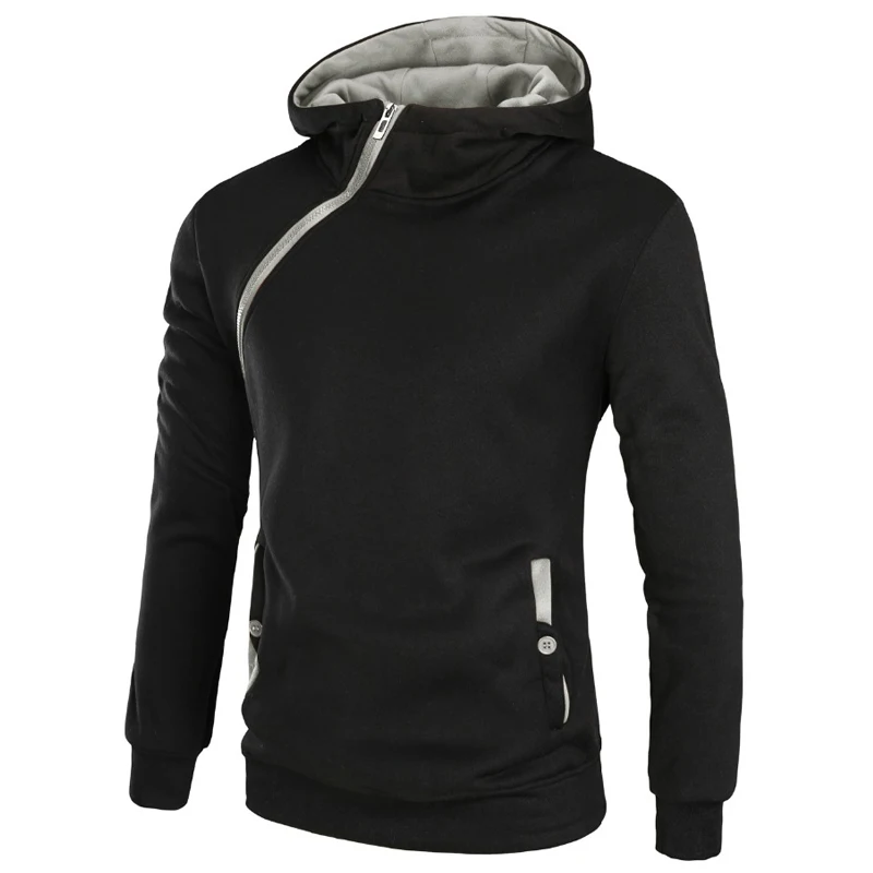 Мужская толстовка с капюшоном на молнии длинным рукавом|oblique zipper hoodie|mens hooded
