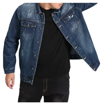 

Plus Size Men's denim jacket jaqueta masculino джинсовая куртка мужская Winter Jacket Motorcycle Slim Hole Jeans Jacket Tops #3