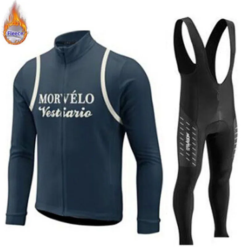 Maillot Ropa Ciclismo Morvelo Зима Велоспорт Джерси pro команда с длинным рукавом набор термо флис мужские гонки MTB велосипед одежда