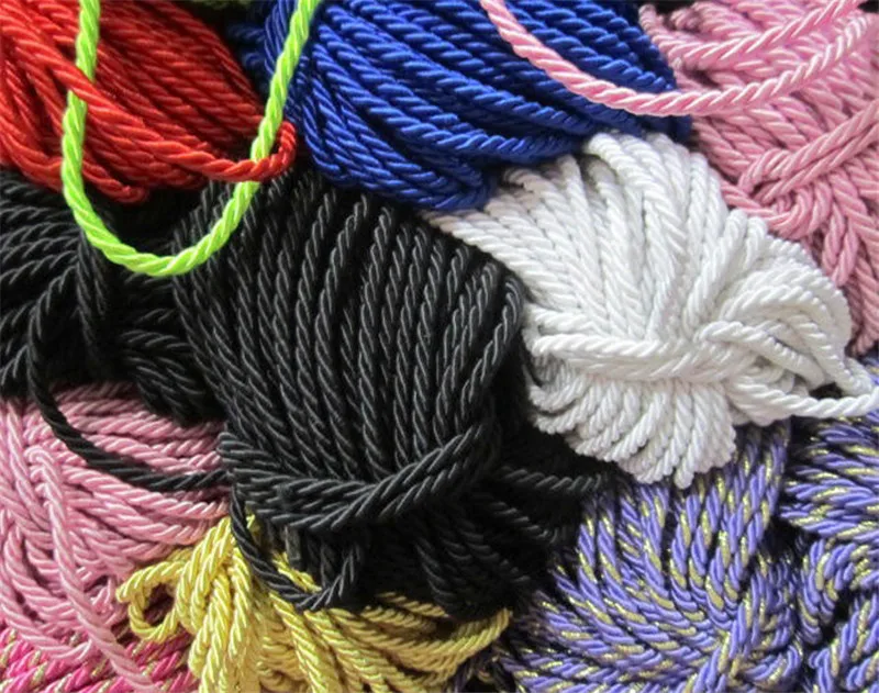 New 10 Meters 5mm 3 Shares Twisted Cotton Nylon Cords Colorful DIY Craft Braided Decoration Rope Drawstring Belt Accessories