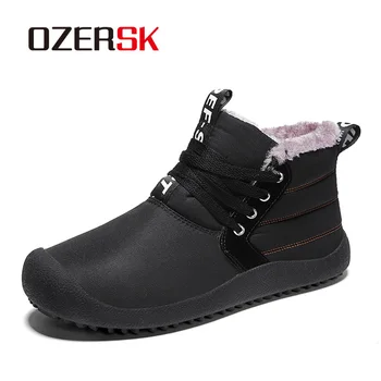 

OZERSK Winter With Fur Snow Boots For Men Sneakers Male Shoes Adult Casual Quality Waterproof Rubber Ankle Keep Warm Boots Men
