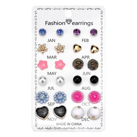 pairs/set Crystal Fashion Earrings Set Women Jewelry Accessories Piercing Ball Stud Earring kit Bijouteria brincos New 2021