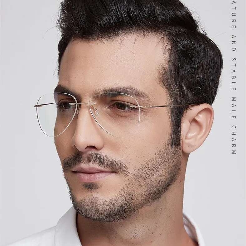 Pilot Ultra-light Men Glasses Frames Rimless Eyeglasses Optical Business Eyewear Prescription Titanium Alloy Light Handsome