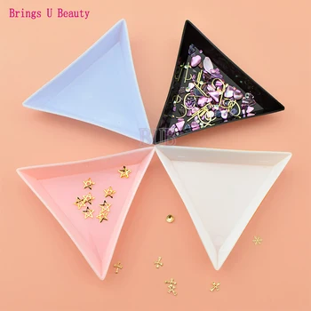 

6pcs Plastic Triple-cornered Rhinestones Beads Crystal Nail Art Sorting Trays Decoration Dotting Storage Tray For Organizations