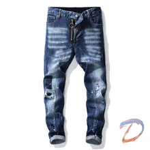 DSQ2 Jeans de alta calidad para hombre, pantalones elásticos dsq, ropa de calle, pantalones vaqueros de motorista